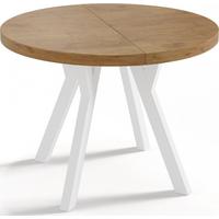 ESSTISCH Twixy runder ausziehbarer, Lancelot Eiche 100-200/100/76 cm - Eichefarben/Weiß, Holz/Holzwerkstoff (100/200/76cm) - WFL GROUP