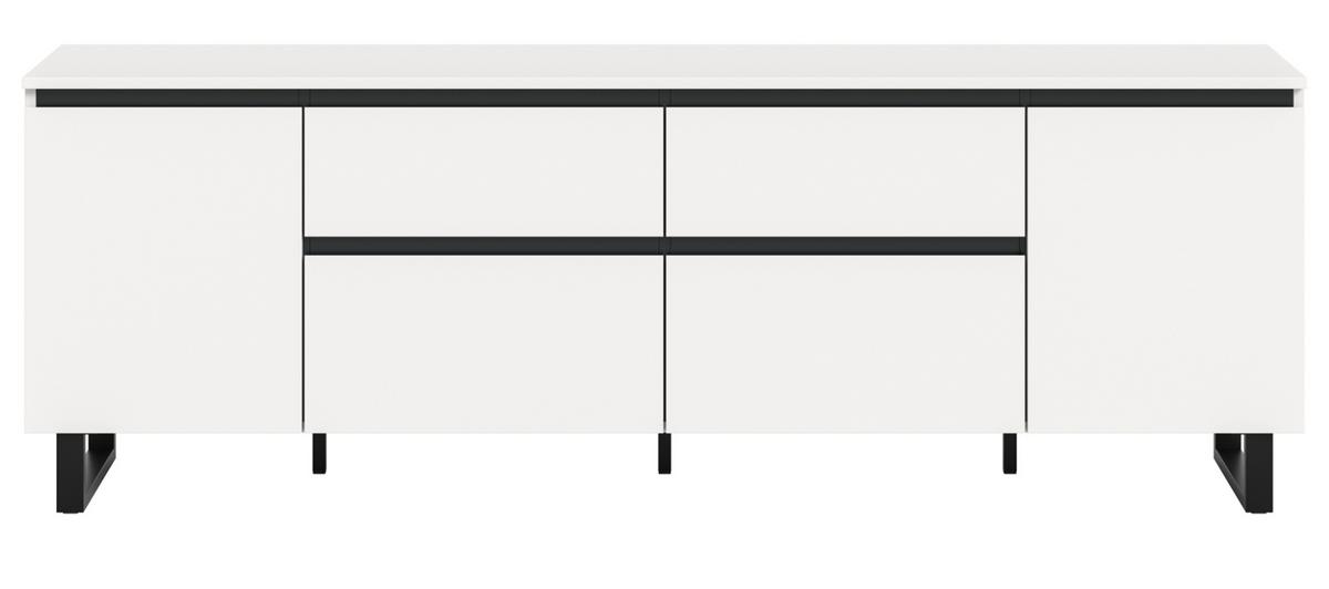 TV-LOWBOARD weiß, schwarz, TV Unterschrank 188 x 65 cm, Soft-Close und Komforthöhe - Schwarz/Weiß, Holzwerkstoff/Metall (188/65/36cm) - Inn.Furn