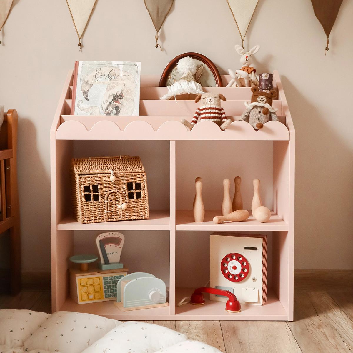 BÜCHERREGAL Book Nook Rose - Pink, Holzwerkstoff (71/76/33cm) - Petits-meubles