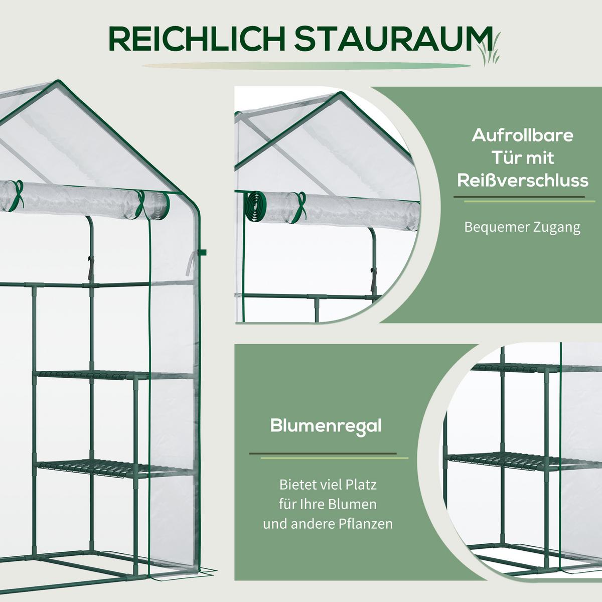 FOLIENGEWÄCHSHAUS, Transparent, Metall, PVC-Kunstoff - Transparent, Kunststoff (73/195/142cm) - Outsunny