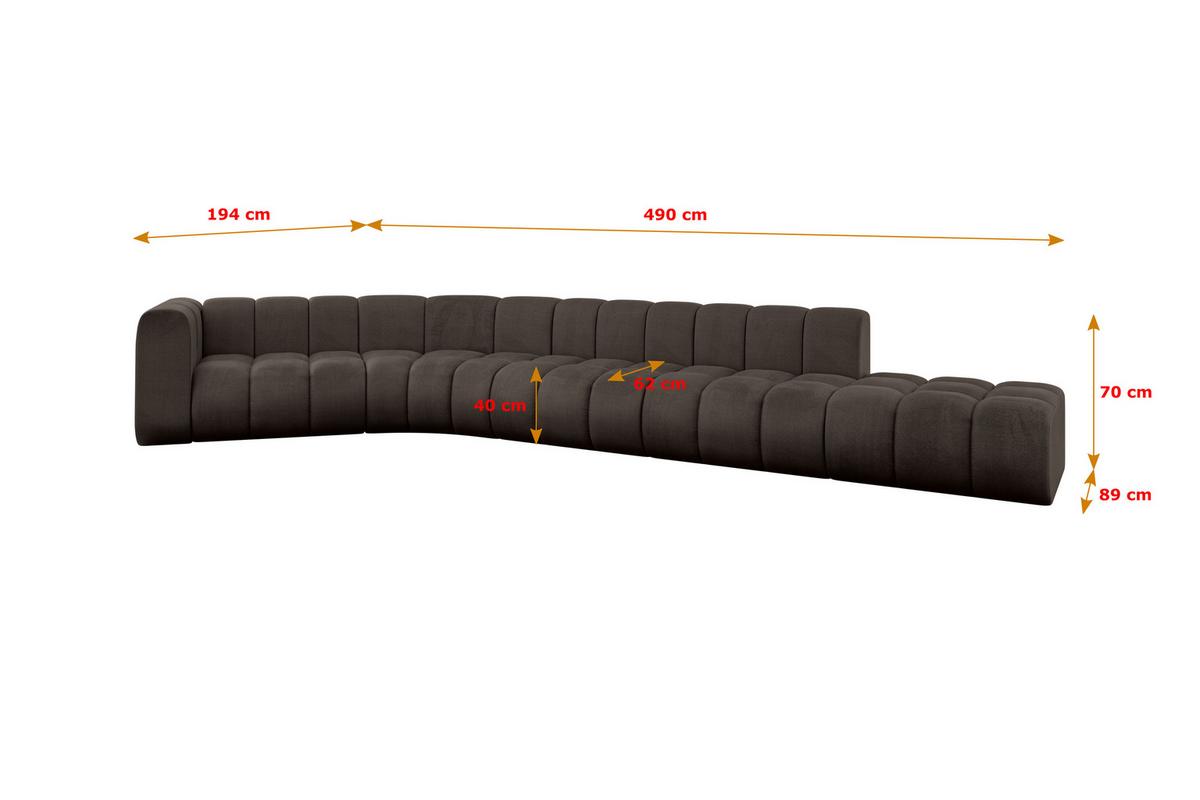 ECKSOFA modulares Sofa Tilmo-L2 - 490x194x70 cm Braun - Braun, Holzwerkstoff/Textil (490/194cm) - ALTDECOR