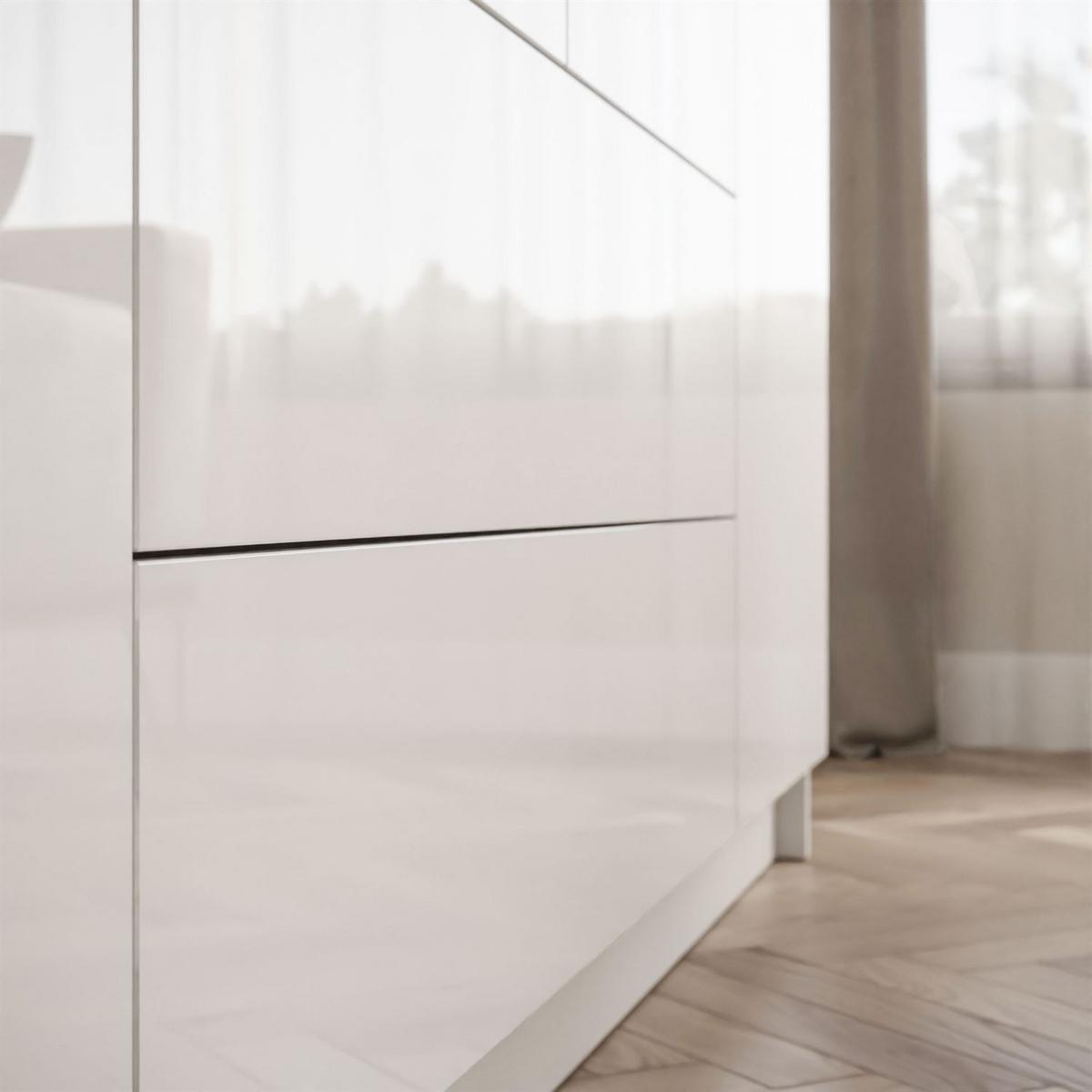 KLEIDERSCHRANK AUREL 4D2SZ mit Schubladen - Weiß Hochglanz, Holzwerkstoff (200/200/57cm) - Lookway
