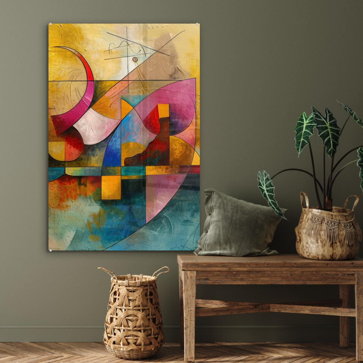 ACRYLGLASBILD Kunst - Abstrakt - Modern 80x120 cm - Gelb, Glas (80/120cm) - MuchoWow