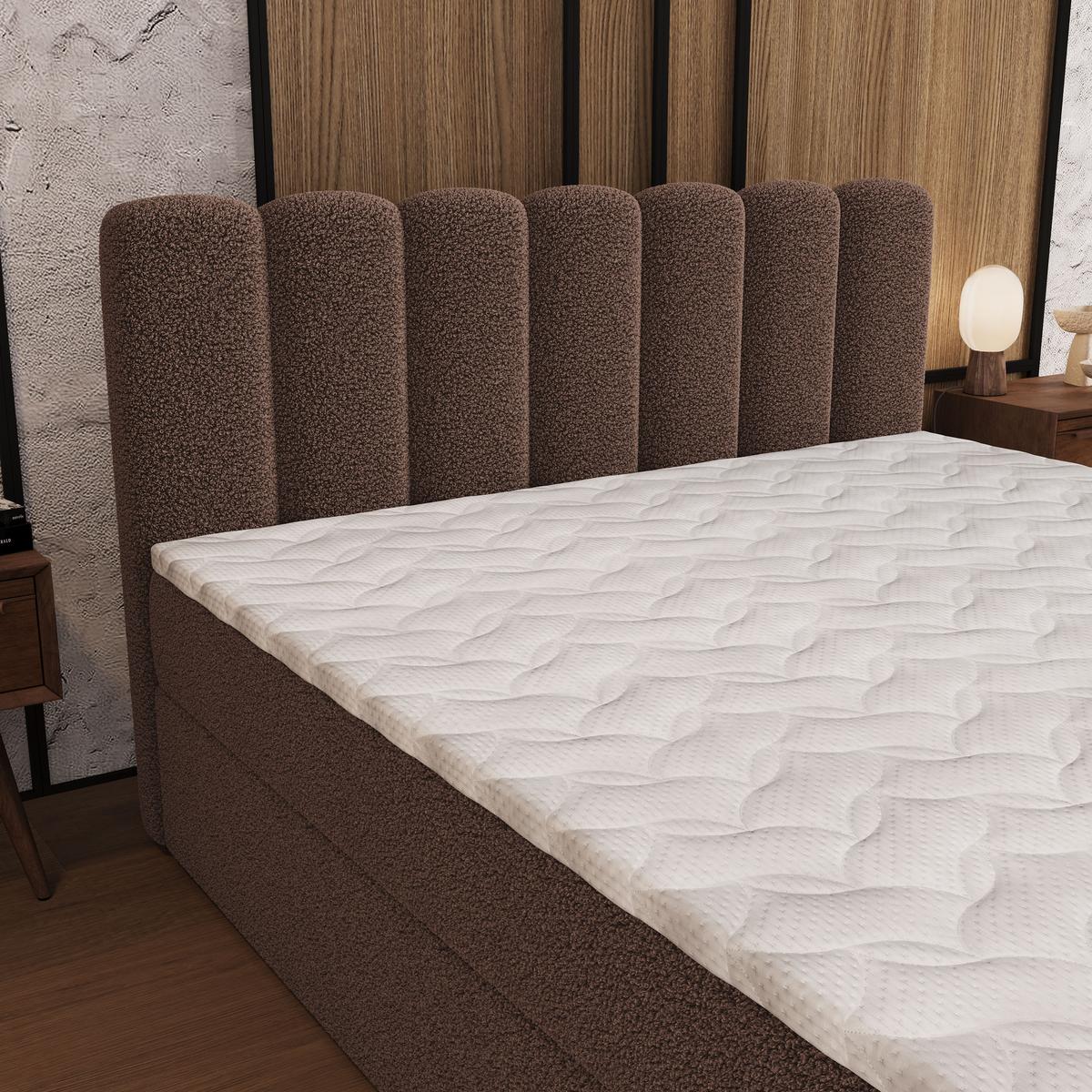 BOXBETT CELLA 180x200 cm mit Matratze und Topper - Braun - Braun, Holz (180/200cm) - MASSENO