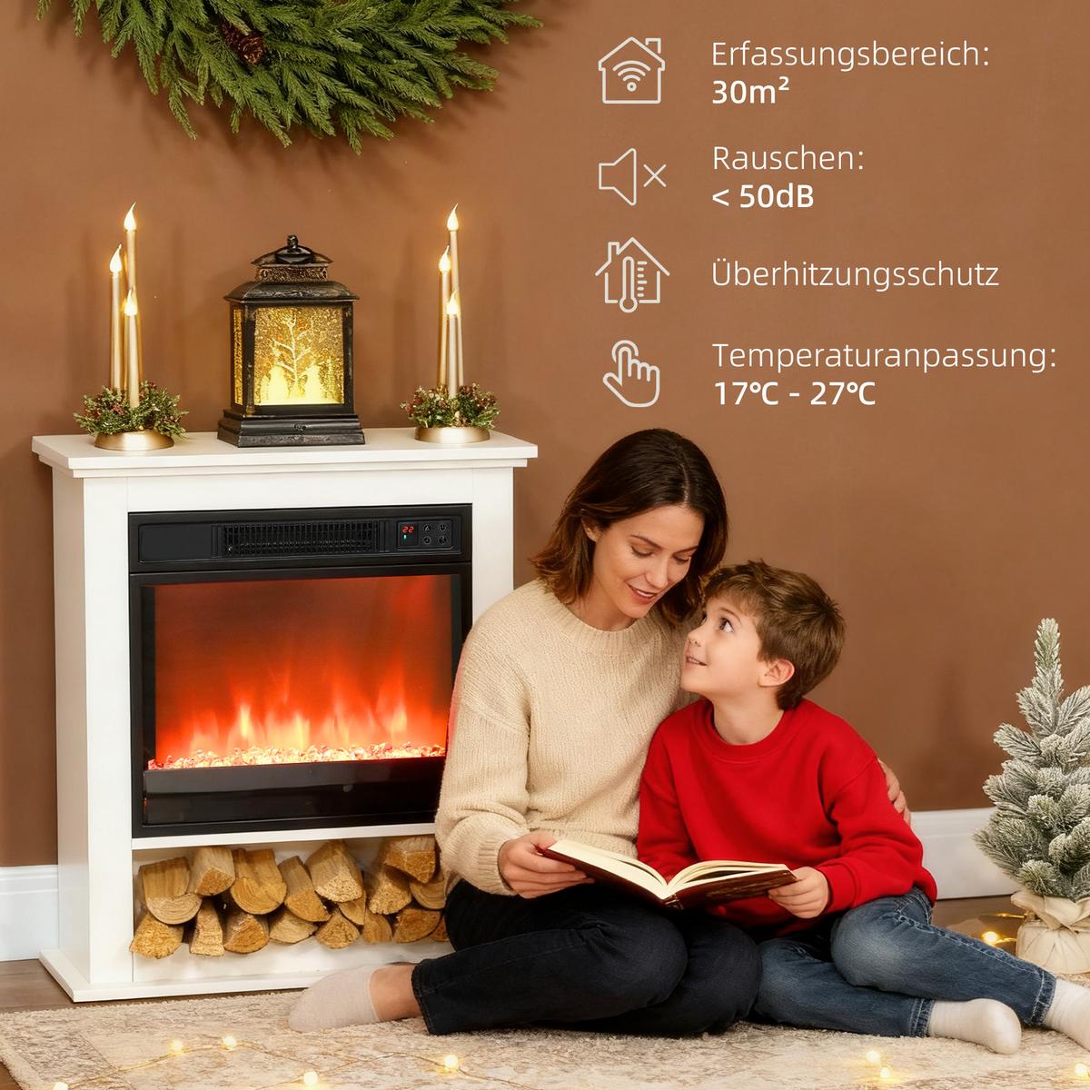 ELEKTROKAMIN Metall Spanplatte Weiß - Weiß, Metall (20/72.5/62.5cm) - HOMCOM