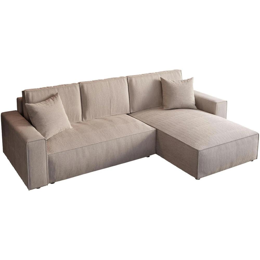 ECKSOFA Parys mit Schlaffunktion und universeller Ottomane, beige - Beige/Schwarz, Kunststoff/Textil (290/185cm) - Beautysofa