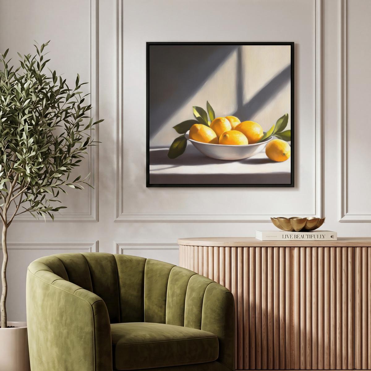 LEINWAND Bilder mit Rahmen - Zitronen - Stilleben - Gelb - 50x50 - Gelb, Textil (50/50cm) - MuchoWow