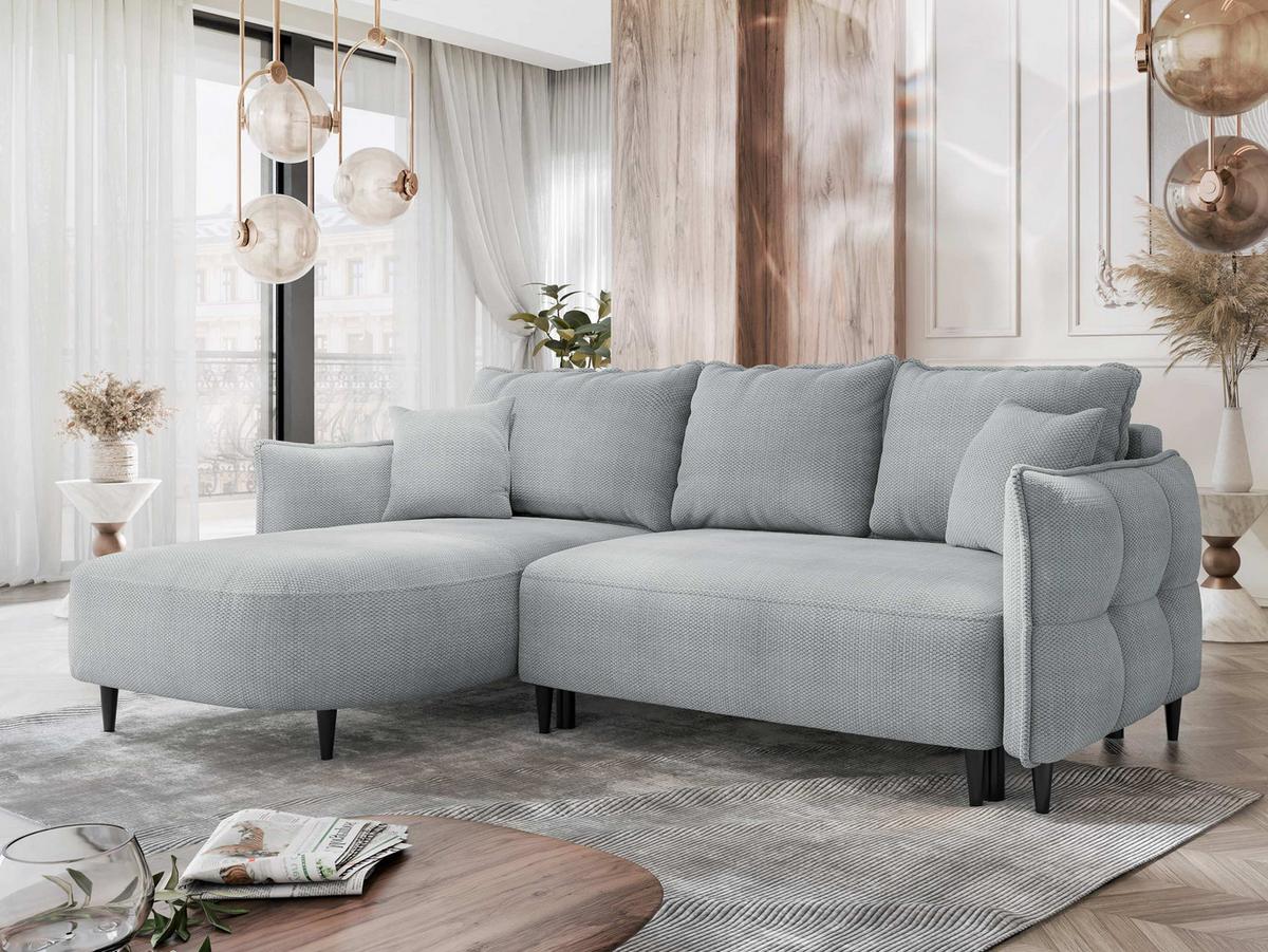 ECKSOFA Sycylia, Seite: Links - Schwarz/Grau, Holz/Textil (244/165cm) - MIRJAN24