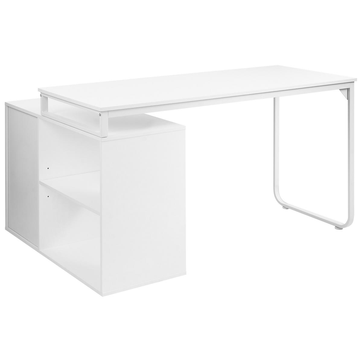 ECKSCHREIBTISCH Weiß 140/100 cm Sogne - Weiß, Holzwerkstoff (100/140/75cm) - Beliani