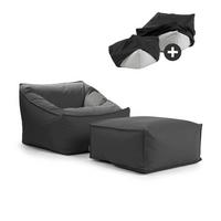 OUTDOOR SITZSACK Der Sunnyboy mit Hocker - Schwarz, Textil (80/60/83cm) - Mokebo