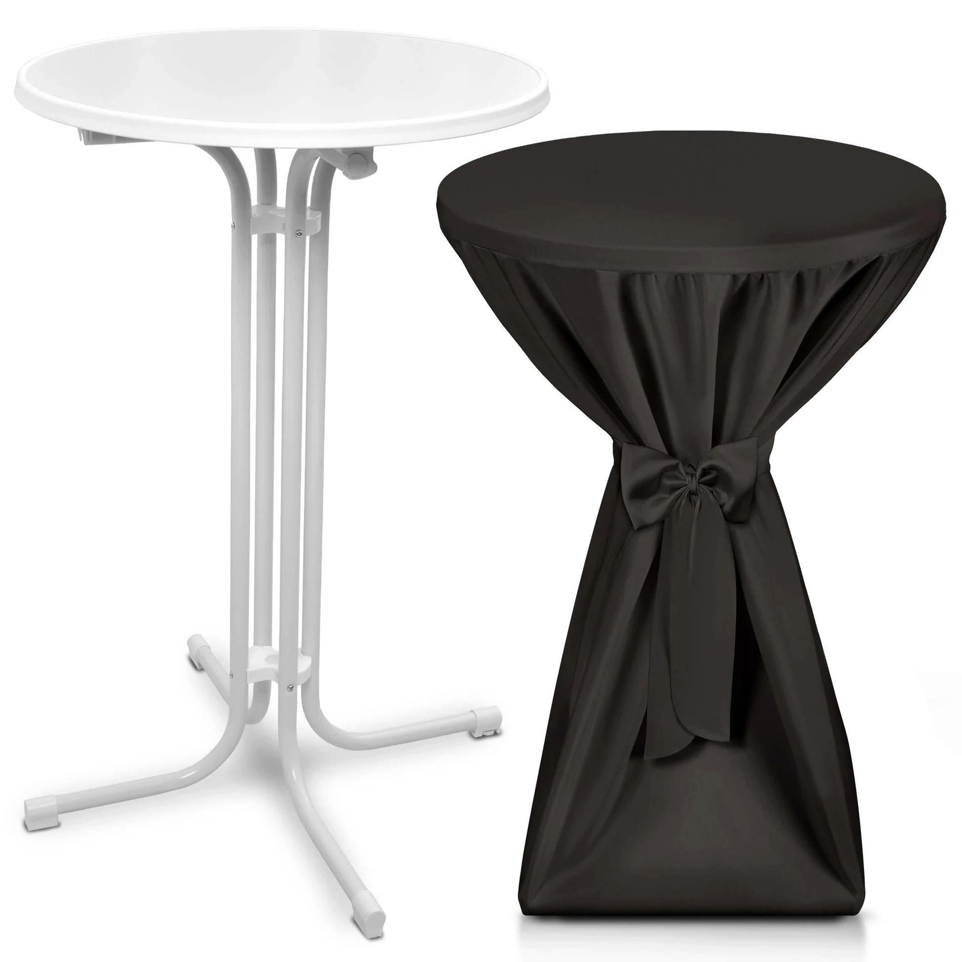 STEHTISCH Bellini Ø 80cm Weiß mit Premium Stehtischhusse Ø 80cm Schwarz - Schwarz, Metall (80/80/110cm) - Beautissu 