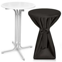 STEHTISCH Bellini Ø 80cm Weiß mit Premium Stehtischhusse Ø 80cm Schwarz - Schwarz, Metall (80/80/110cm) - Beautissu 