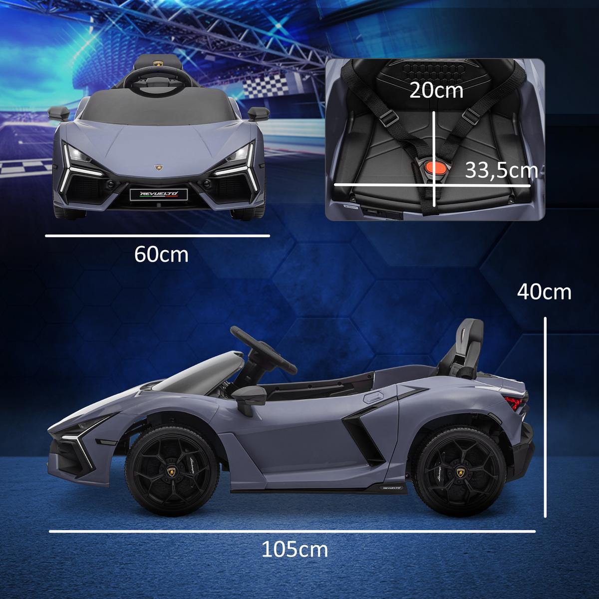 KINDER Elektroauto 12 V Kinderauto mit 2,4G Fernbedienung, Musik, Stoßdämpfer - Grau, Metall (105/60/40cm) - AIYAPLAY