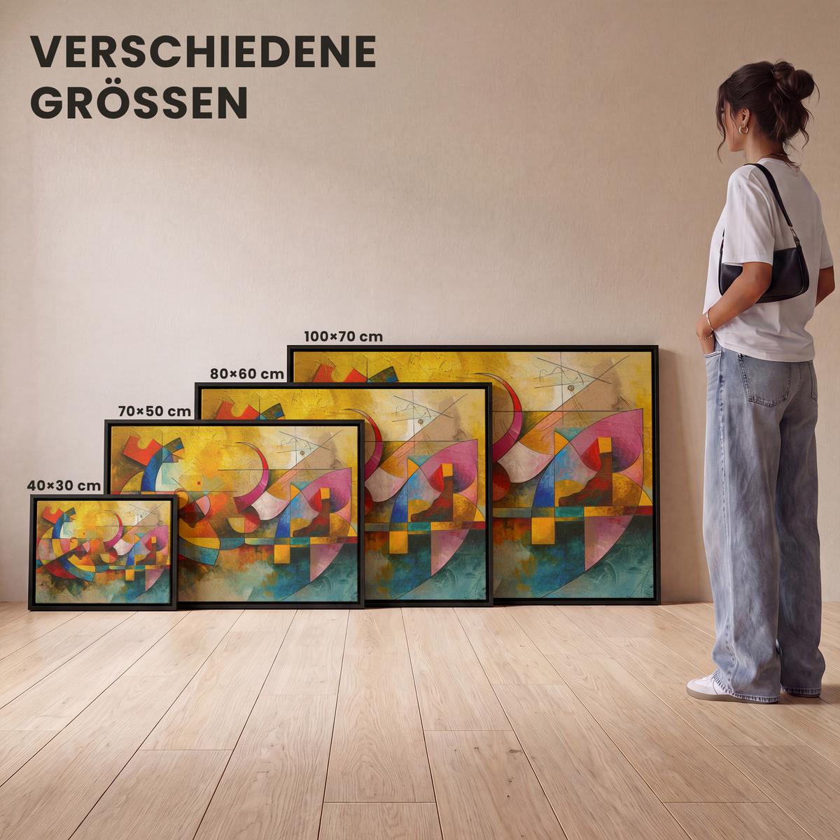 LEINWAND Bilder mit Rahmen - Kunst - Abstrakt - Modern - 70x50 - Gelb, Textil (70/50cm) - MuchoWow