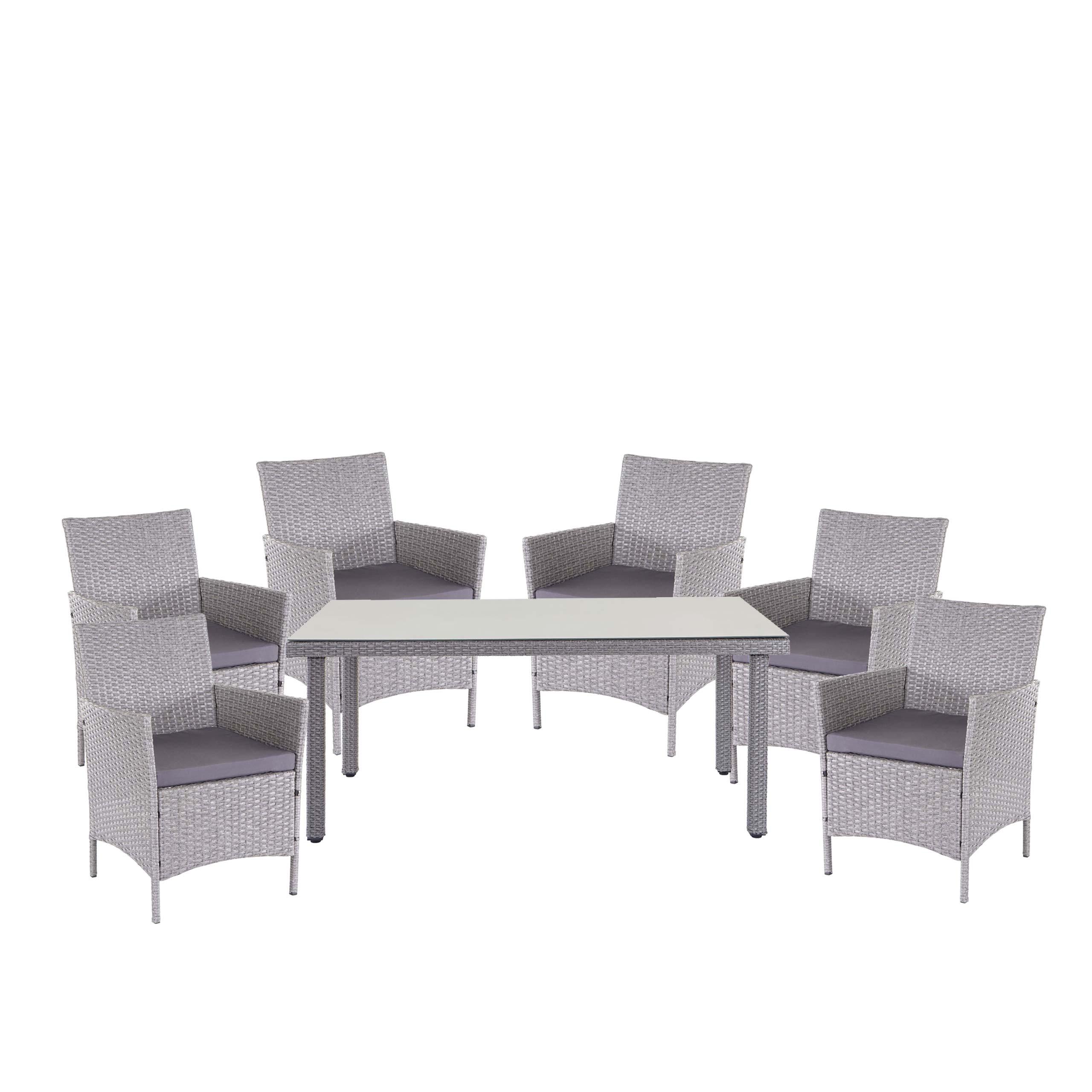 POLY-RATTAN-GARNITUR Grau, Anthrazit - Anthrazit/Grau, Kunststoff - MCW