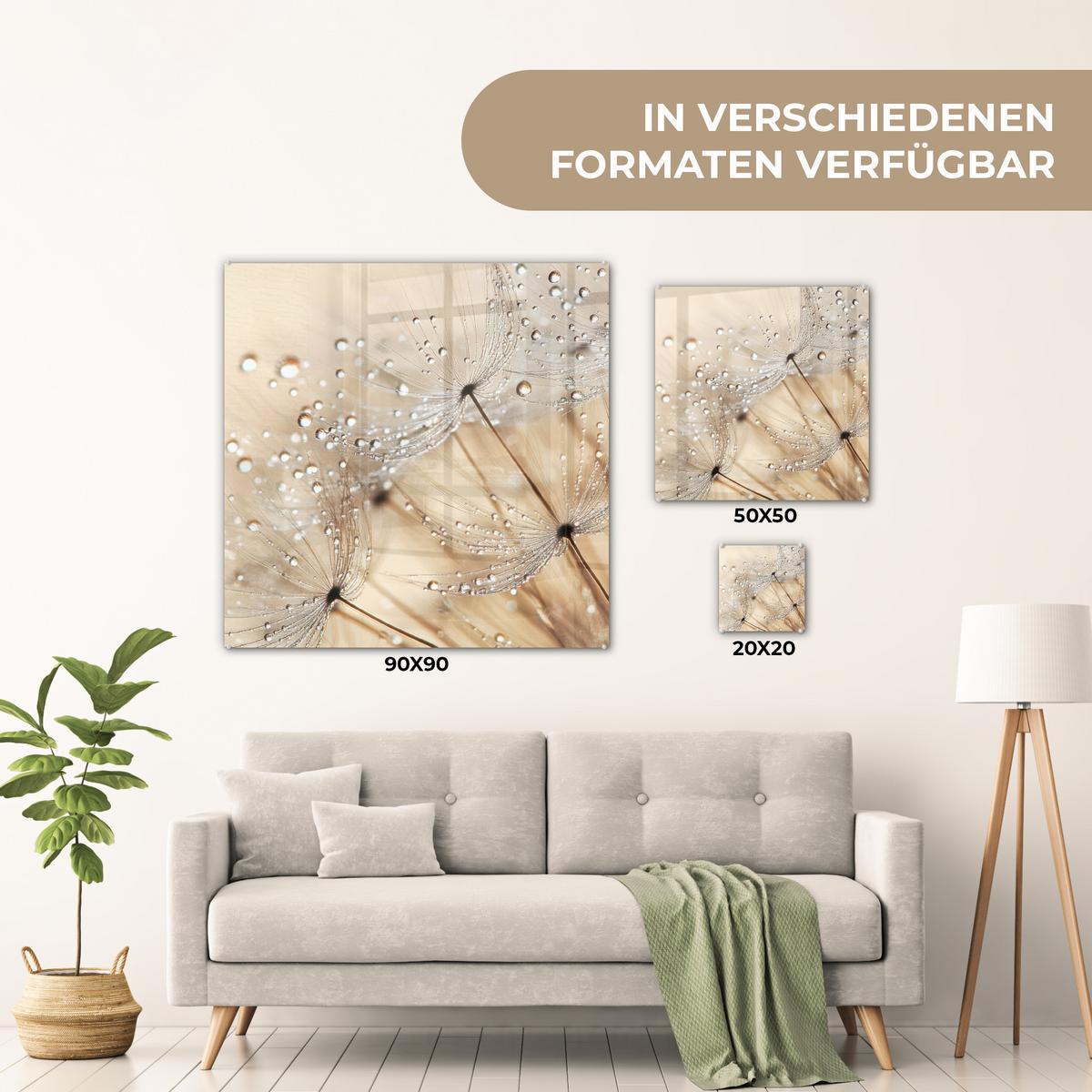 ACRYLGLASBILD Löwenzahn - Abstrakt - Natur - Beige 90x90 cm - Braun, Glas (90/90cm) - MuchoWow