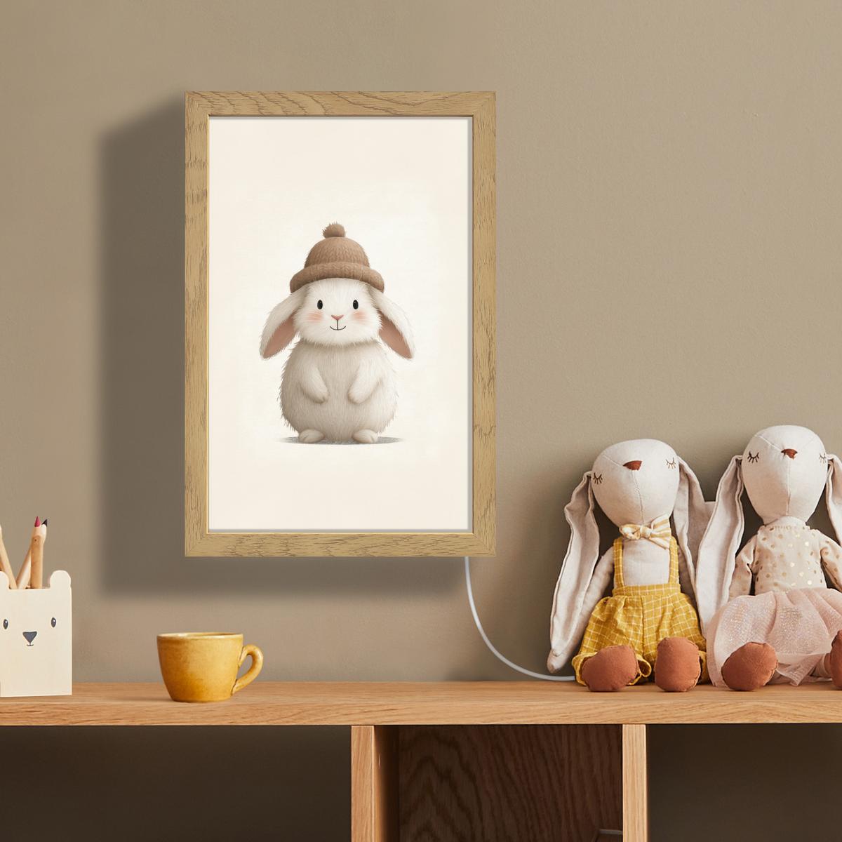 WANDLEUCHTE Kaninchen - Hut - Ohren - Beige 20x30 cm - Creme, Holzwerkstoff (20/30/8cm) - OnlyWow