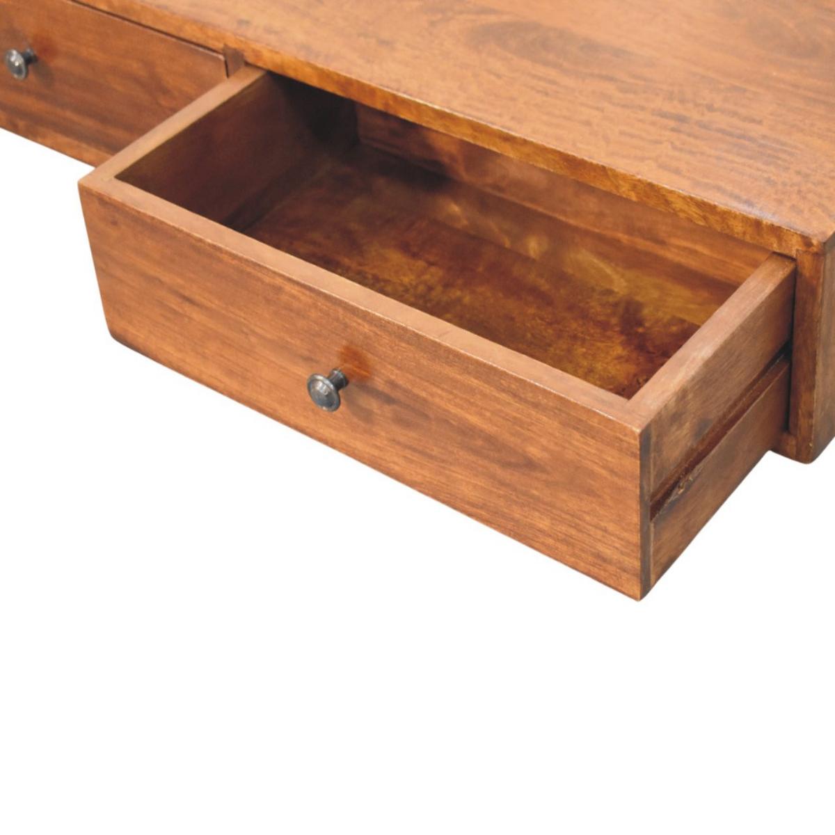 KONSOLE Lunar Kastanie Wandmontiert, 2 Schubladen, Dunkelbraun - Dunkelbraun/Messingfarben, Holz/Metall (88/15/32cm) - Artisan Furniture