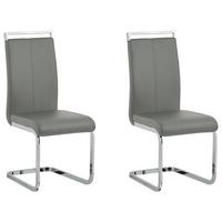ESSZIMMERSTUHL 2er-Set Kunstleder Grau Greedin - Grau, Textil/Metall (42/99/50cm) - Beliani