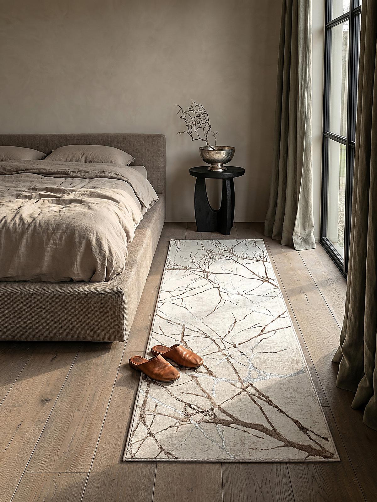 TEPPICHLÄUFER Abstrakt KAVALA Polyester Creme 80 x 150 cm - Beige, Textil (80/150cm) - KADIMA DESIGN