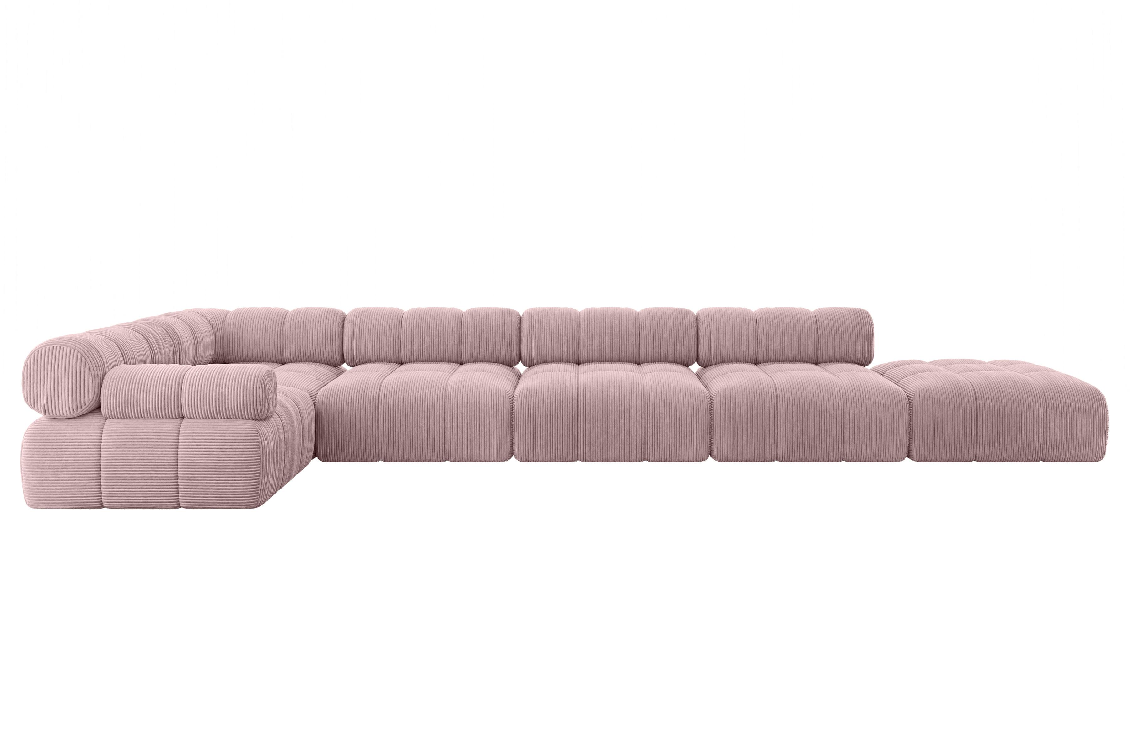 ECKSOFA modulares Sofa Felto-L3 - 475x190x70 cm Rosa Cord - Rosa, Holzwerkstoff/Textil (475/190cm) - ALTDECOR