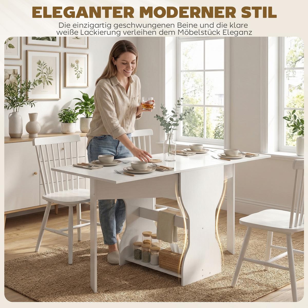 KLAPPTISCH Spanplatte Weiß - Weiß, Holzwerkstoff (160/60/75cm) - HOMCOM