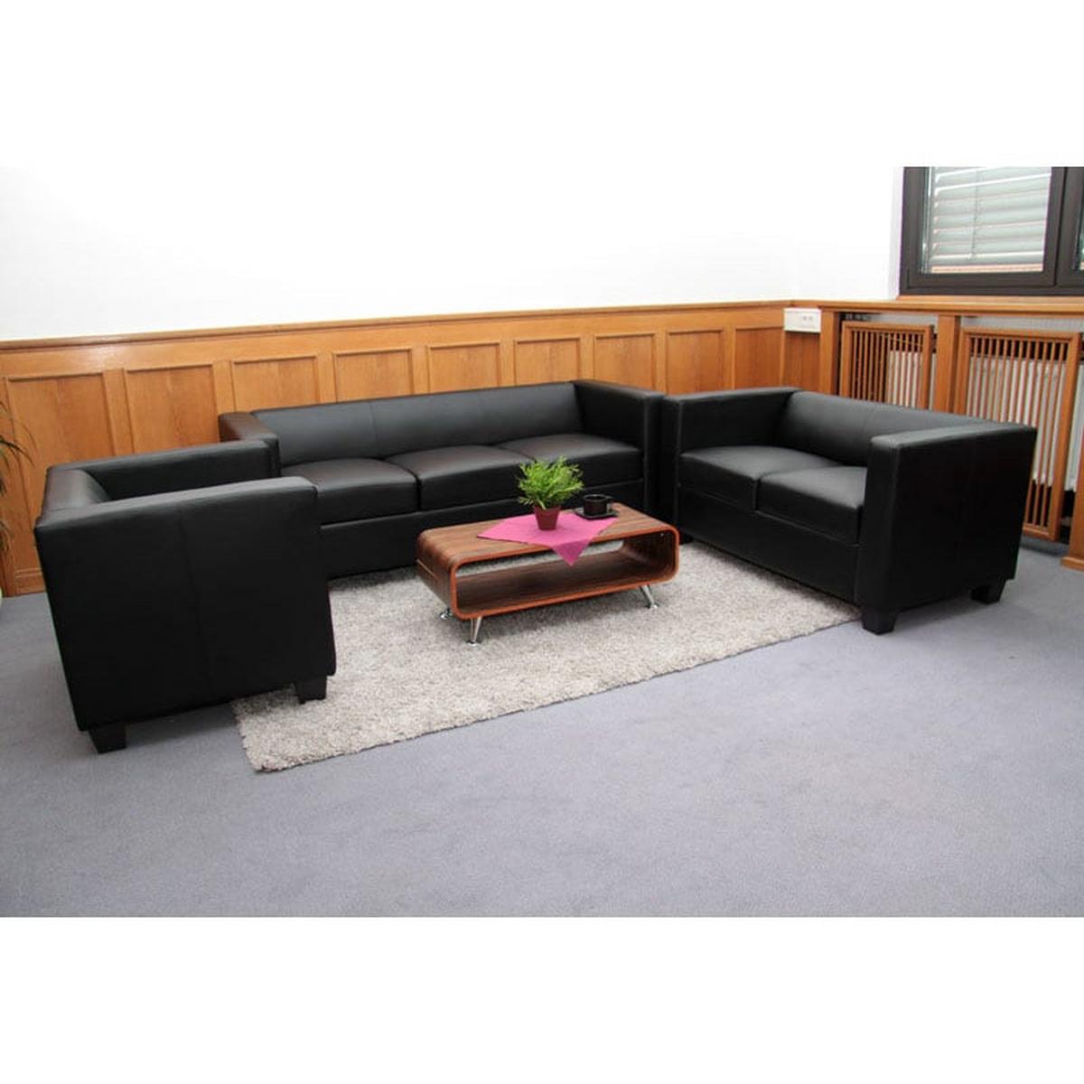 3-2-1 SOFAGARNITUR Schwarz - Schwarz, Leder (400/70/300cm) - MCW