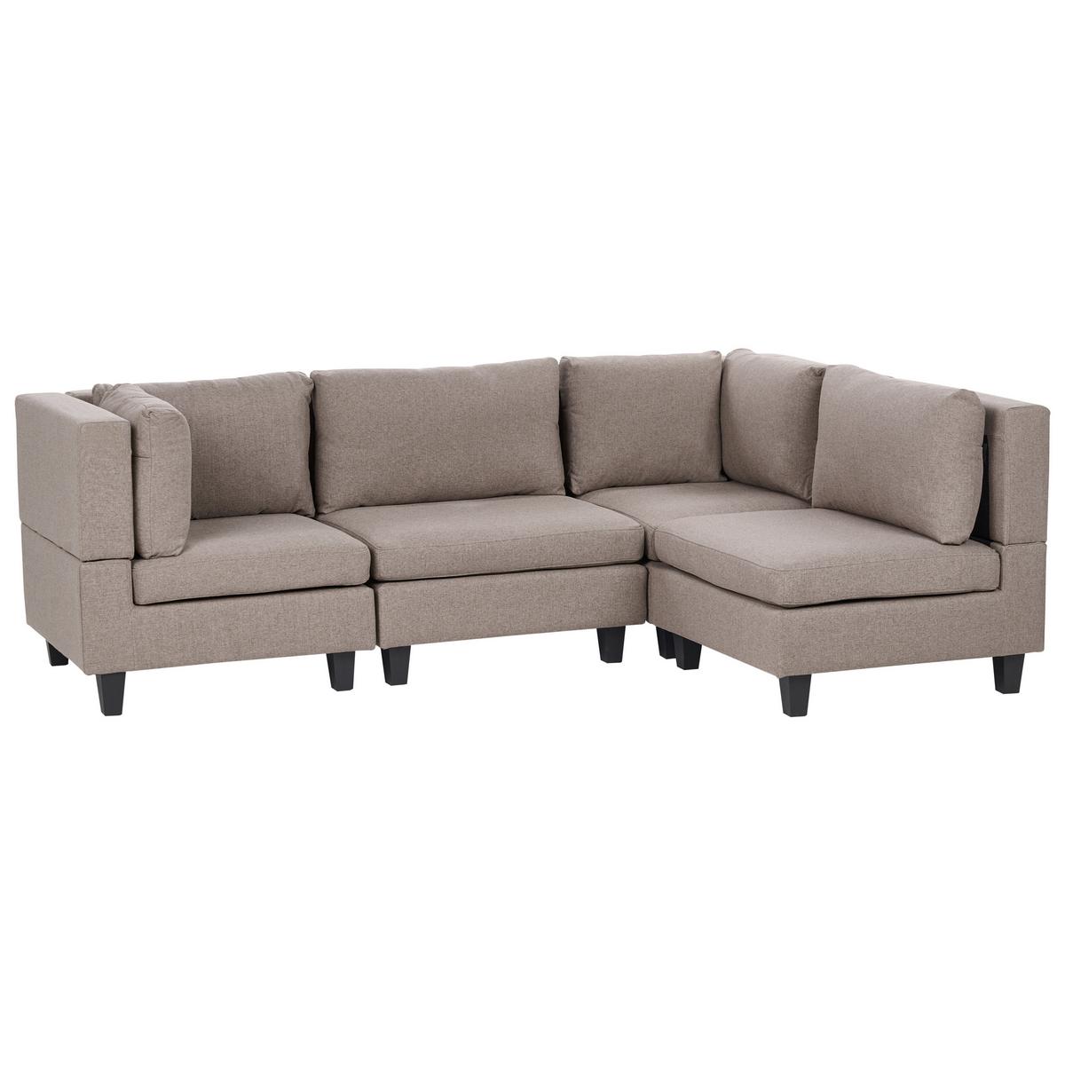 ECKSOFA Modul 4-Sitzer linksseitig Braun Stoff Unstad - Schwarz/Braun, Textil (228/152cm) - Beliani