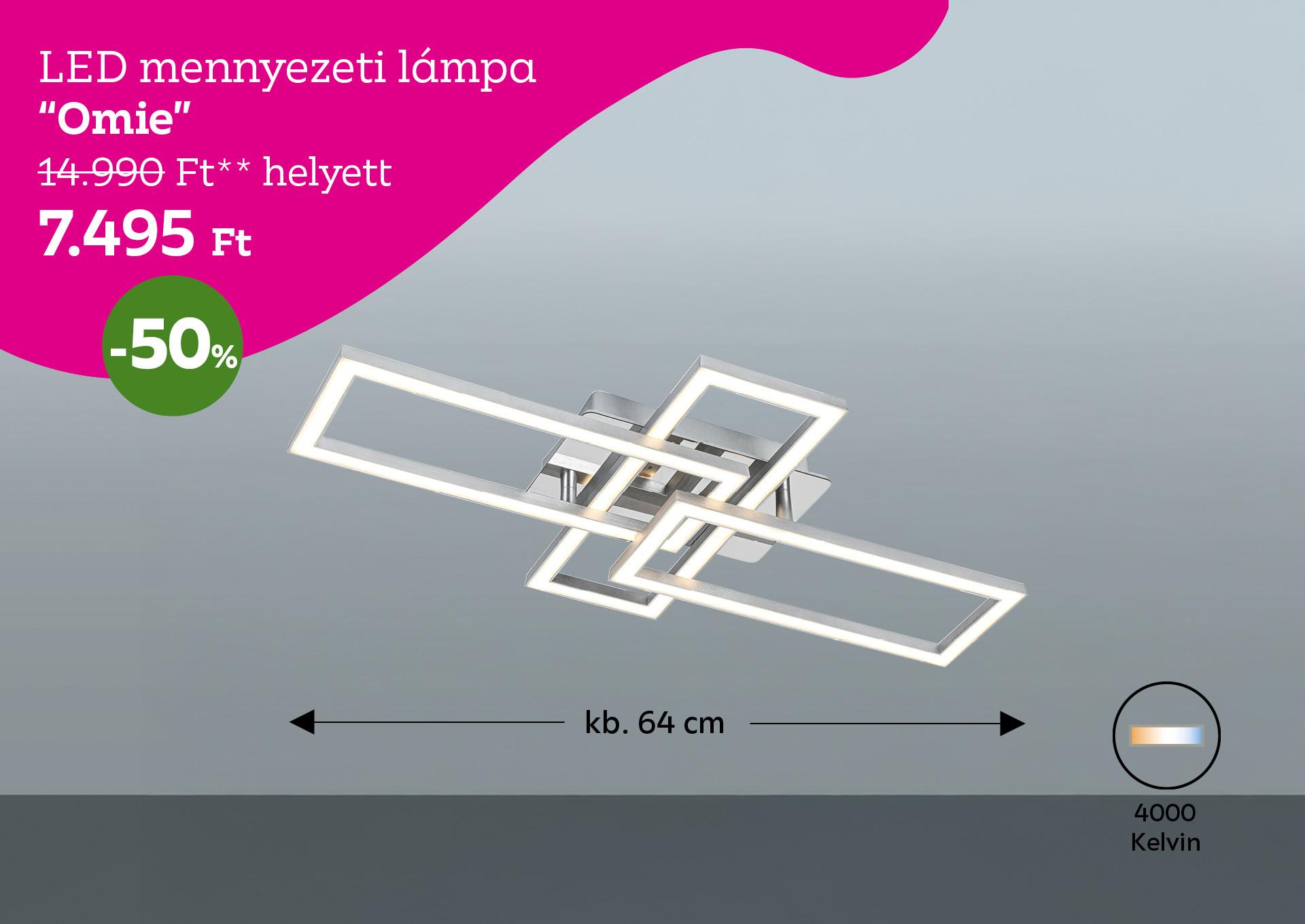 LED mennyezeti lámpa OMIE 14990 Forint helyett 7495 Forint, kedvezmény mértéke 50%