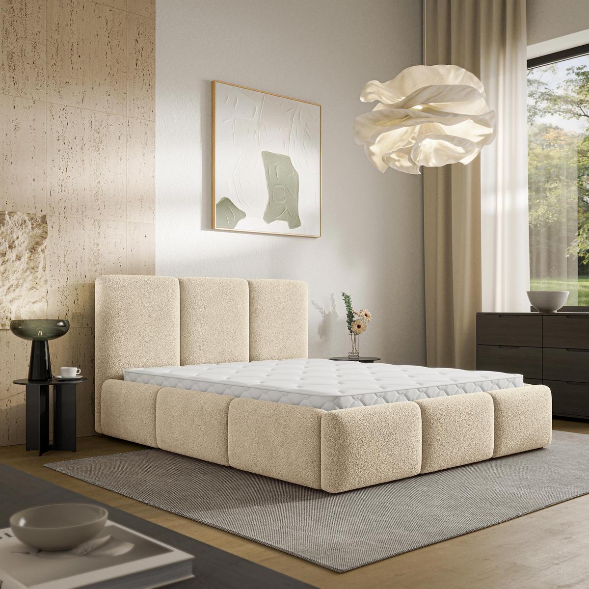 POLSTERBETT ARSIL 140x200 cm mit Bettkästen - Creme - Creme, Holz/Textil (140/200cm) - MASSENO
