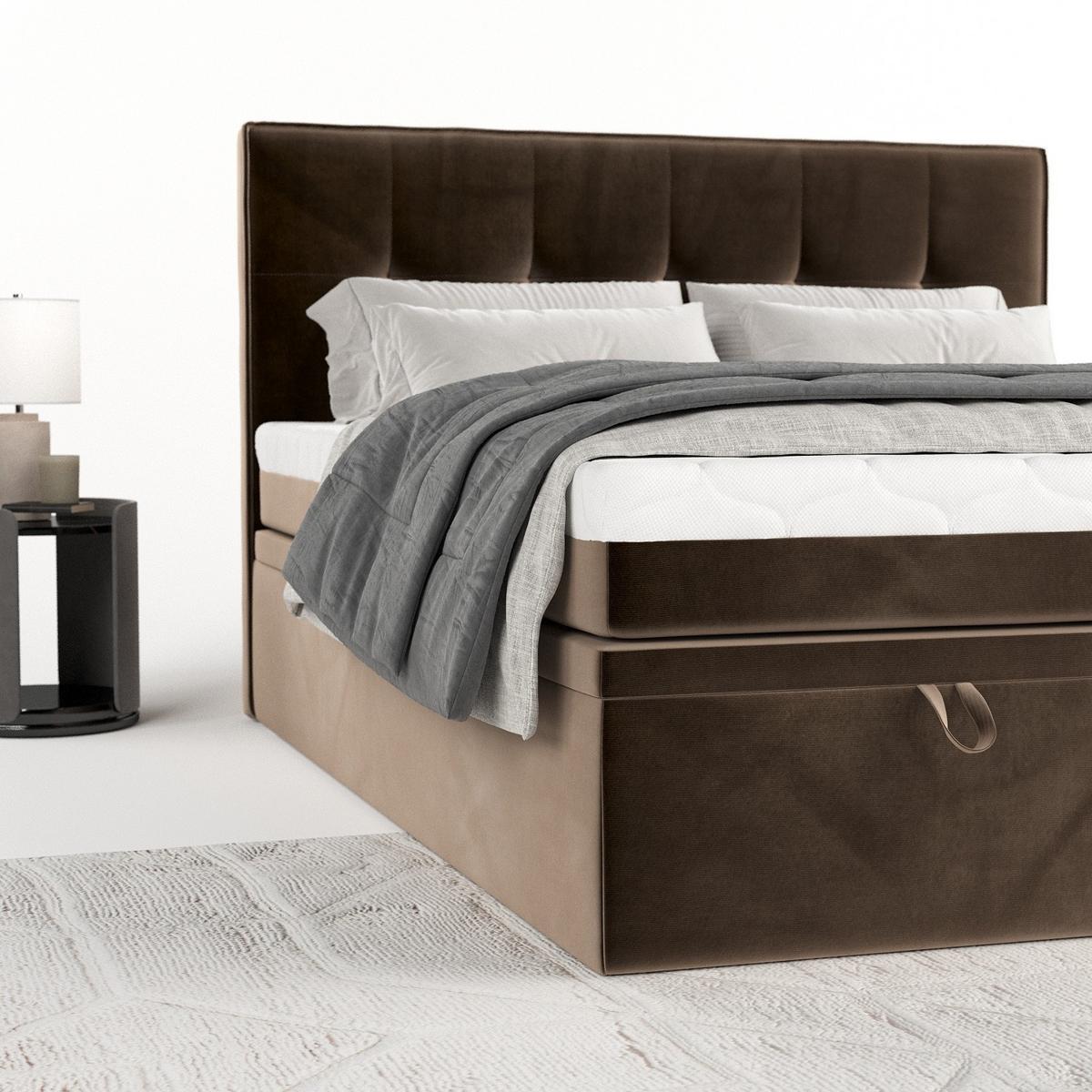 BOXBETT Arivo 160/200 cm Braun im Paros Stoff - Schwarz/Braun, Holz/Holzwerkstoff (160/200cm) - AltaBeds