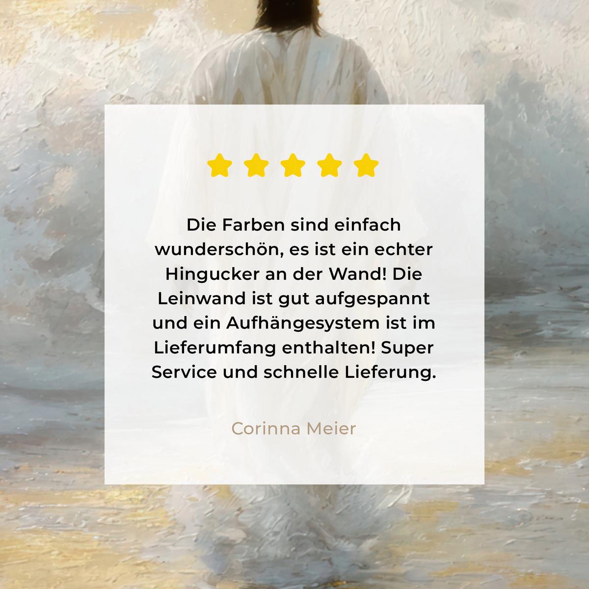 LEINWANDBILD Gemälde - Welle - Jesus - Abstrakt Deko Wohnzimmer 20x20 cm - Goldfarben, Textil (20/20cm) - MuchoWow
