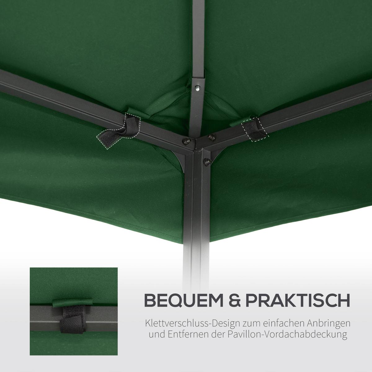 ERSATZDACH, Polyester, Dunkelgrün - Grün, Kunststoff (300/18/300cm) - Outsunny