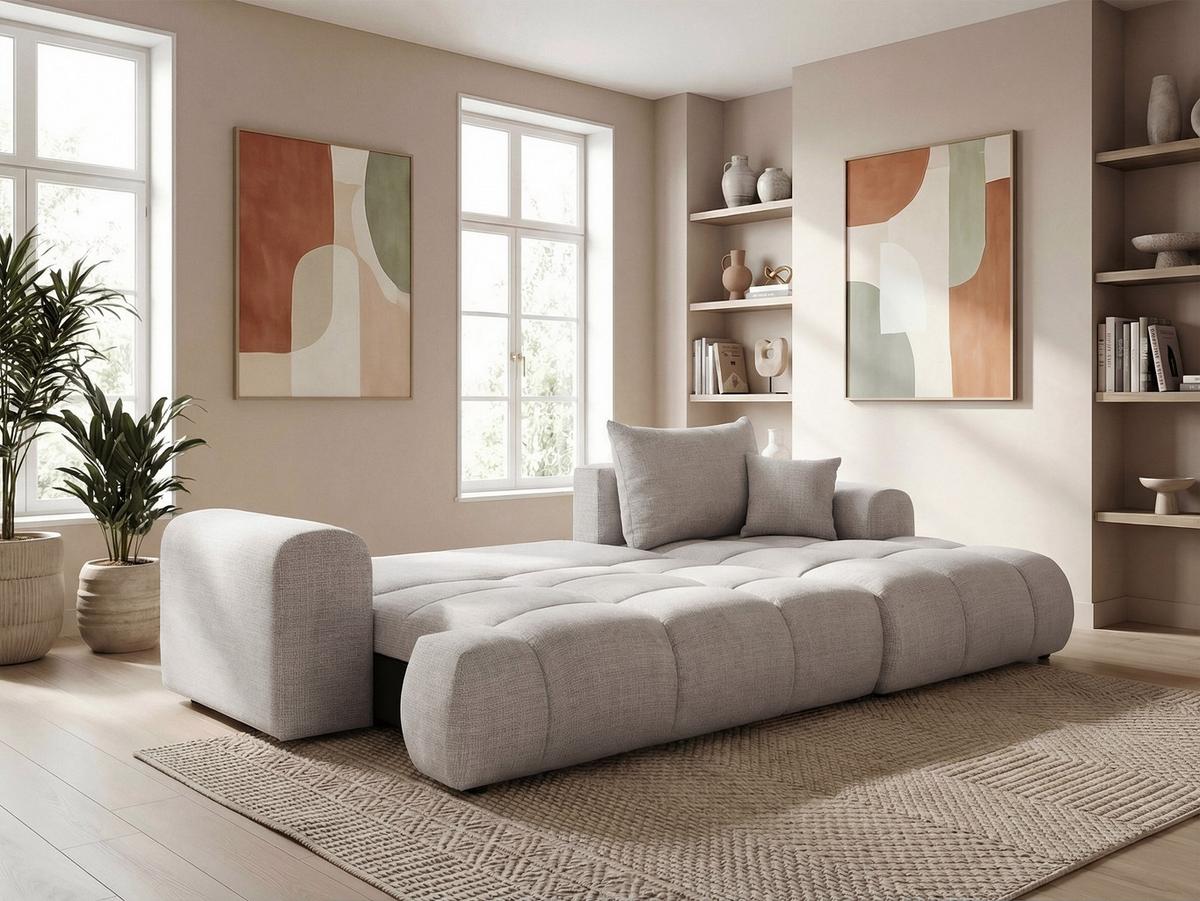 ECKSOFA MILANO Rechts mit Schlaffunktion und Bettkasten Grau - Grau, Kunststoff/Textil (265/145cm) - Idohome