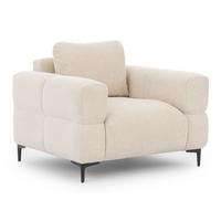 SESSEL Cardea in Bubble-Optik aus weichem Hellbeige Strukturstoff mit hohem Sitzkomfort - Beige/Schwarz, Holz/Textil (102/80/97cm) - S-Style Möbel