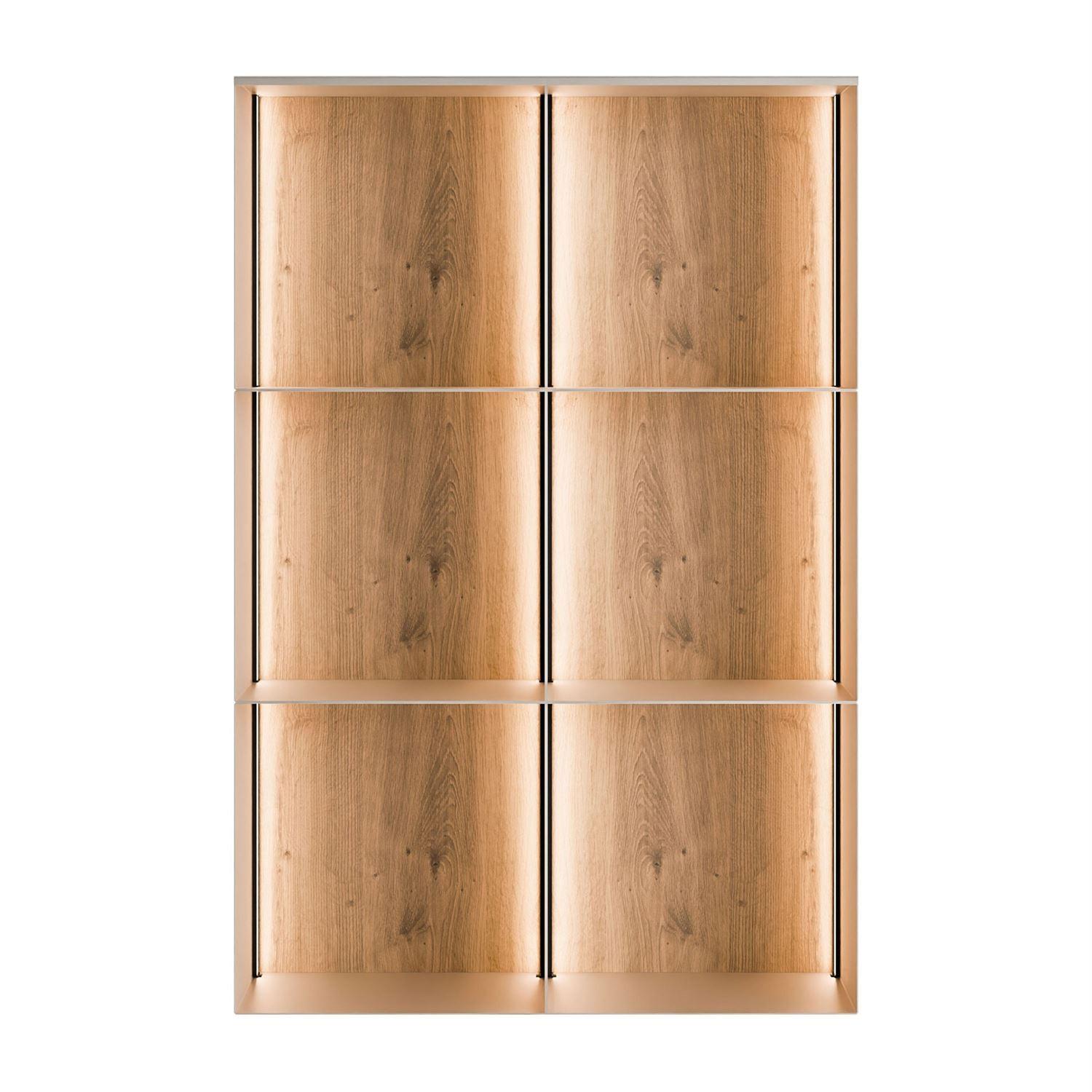 METALLREGAL QUADRO IV mit LED-Beleuchtung - Kaschmir/Eiche Artisan, Holzwerkstoff (66/99/20cm) - Lookway