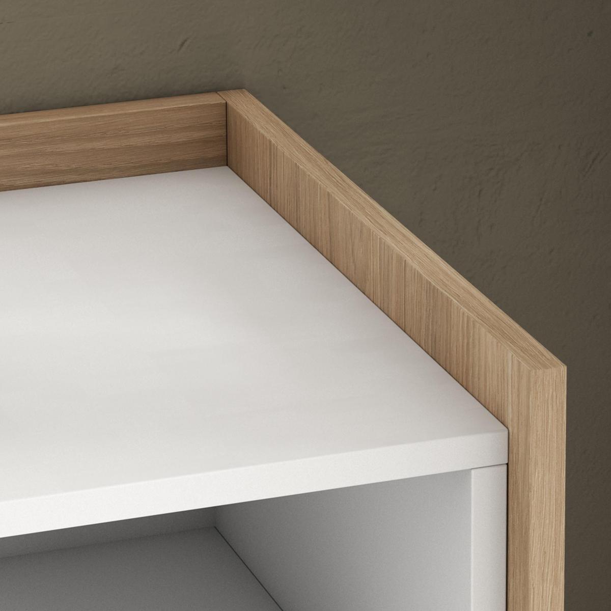 SIDEBOARD, Weiß und Eiche, 207/37/80cm, mit Led - Weiß, Holzwerkstoff (207/80/37cm) - Skraut Home