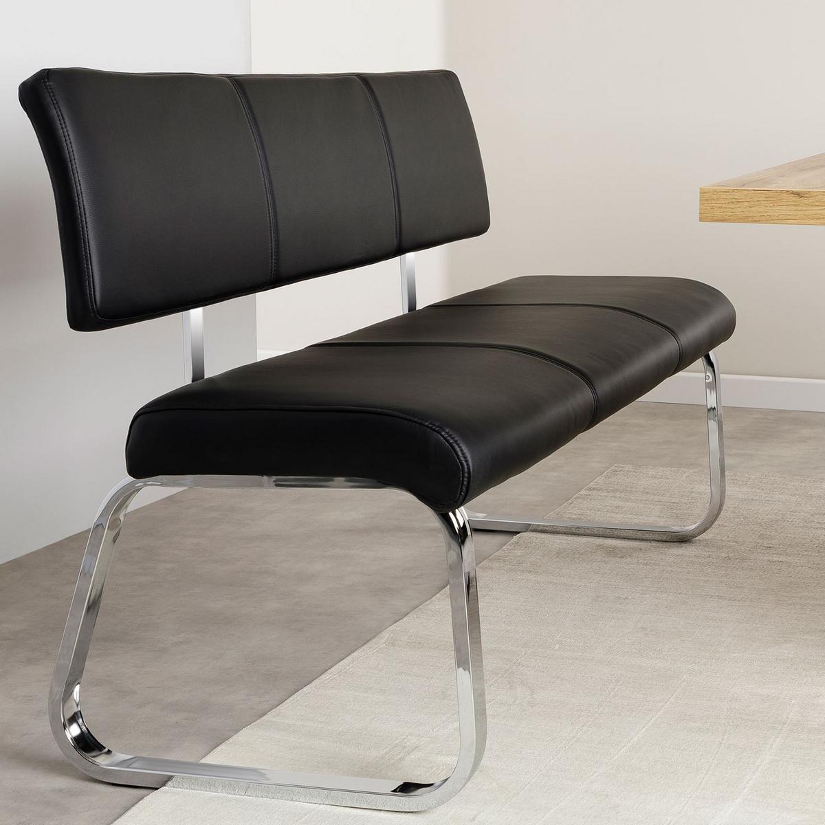 ESSZIMMERBANK VILAS schwarz - Schwarz, Textil (135/87/56cm) - IDIMEX
