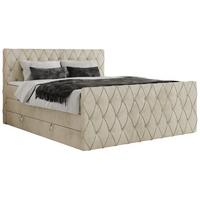 BOXSPRINGBETT MIREN KING DUO 180/200 Beige Velvet - H3 - Beige, Holz/Textil (180/200cm) - MKS
