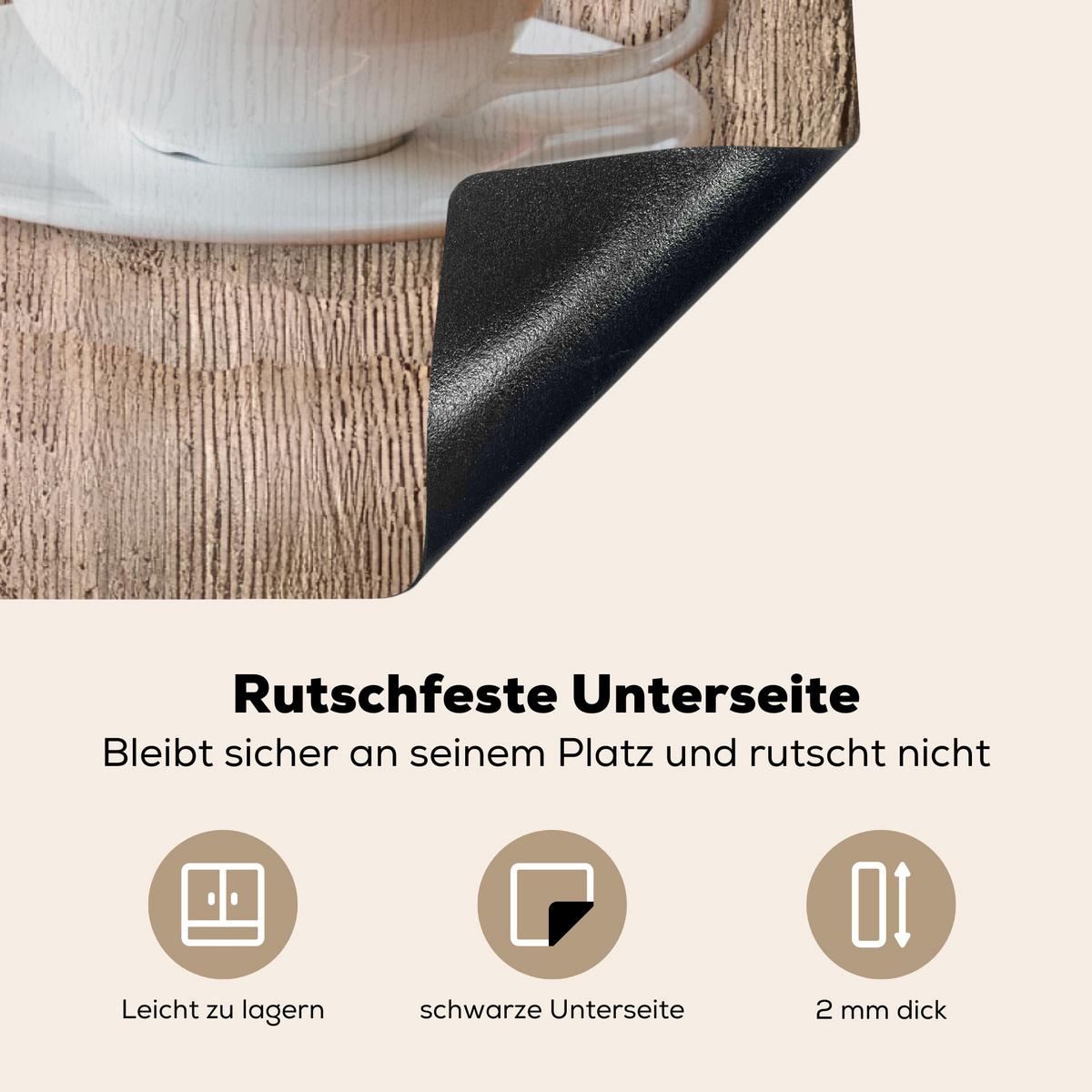 HERDABDECKPLATTE Bistro Parisien - Café - Kaffee - Jahrgang Ceranfeldabdeckung 85x52 cm - Cappuccino, Kunststoff (85/52/0.2cm) - MuchoWow