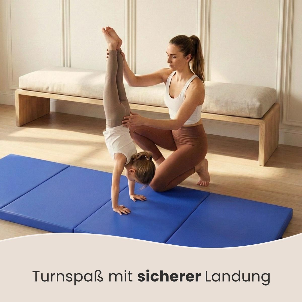GYMNASTIKMATTE zum Wenden - 180/60/5 cm Faltbare Turnmatte - Blau, Kunststoff (60/180cm) - eyepower