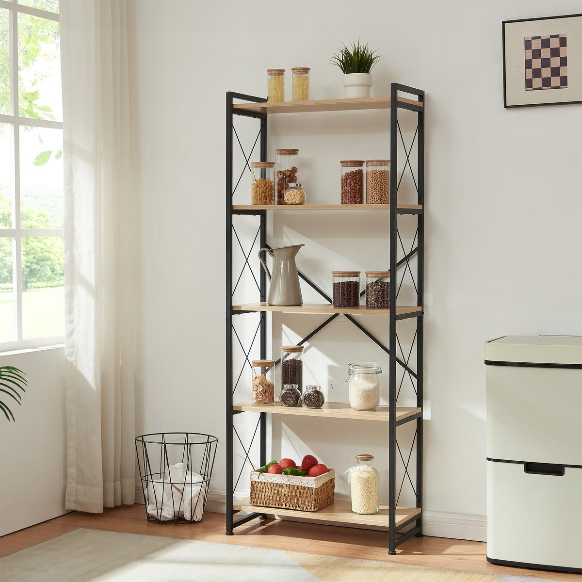 STANDREAGL Skørping - Eichefarben/Schwarz, Holzwerkstoff/Metall (65/160/30cm) - [en.casa]