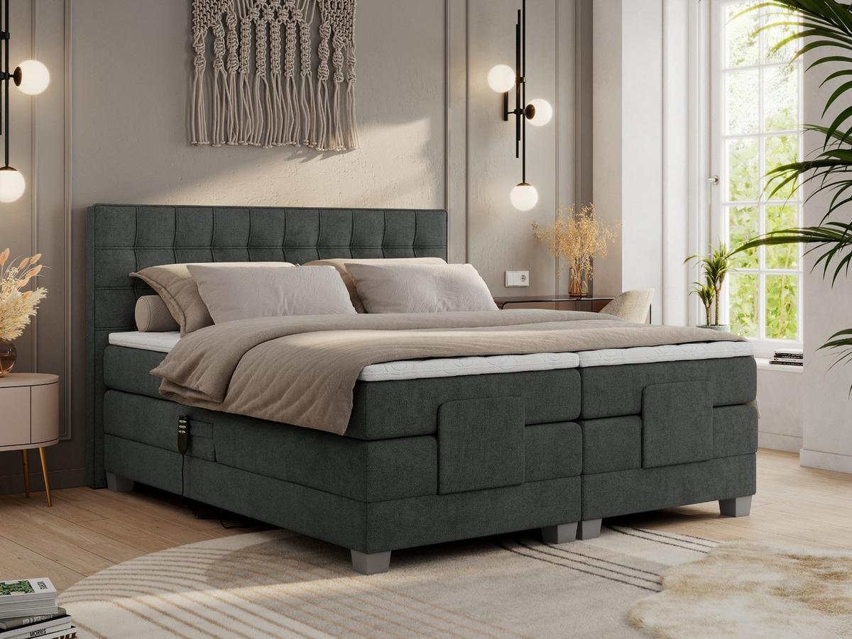 BOXBETT ELEKTRO 140/200 Dunkelgrau Struktur - H4 - Dunkelgrau, Holz/Textil (140/200cm) - MKS