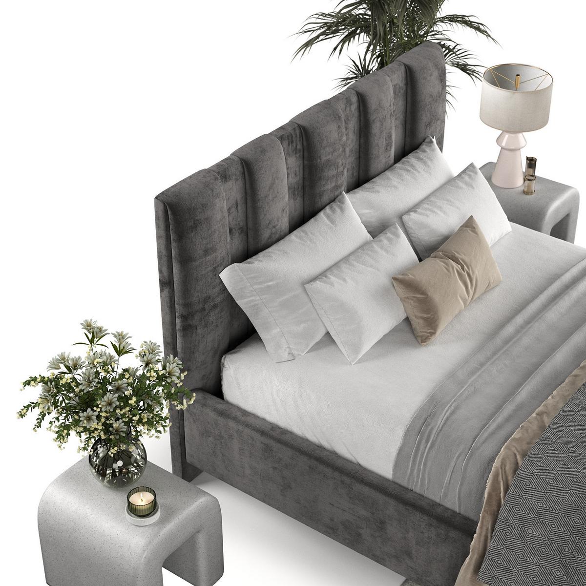 POLSTERBETT Loom 160/200 cm Anthrazit im Lotta Stoff - Anthrazit/Naturfarben, Holz/Holzwerkstoff (160/200cm) - AltaBeds