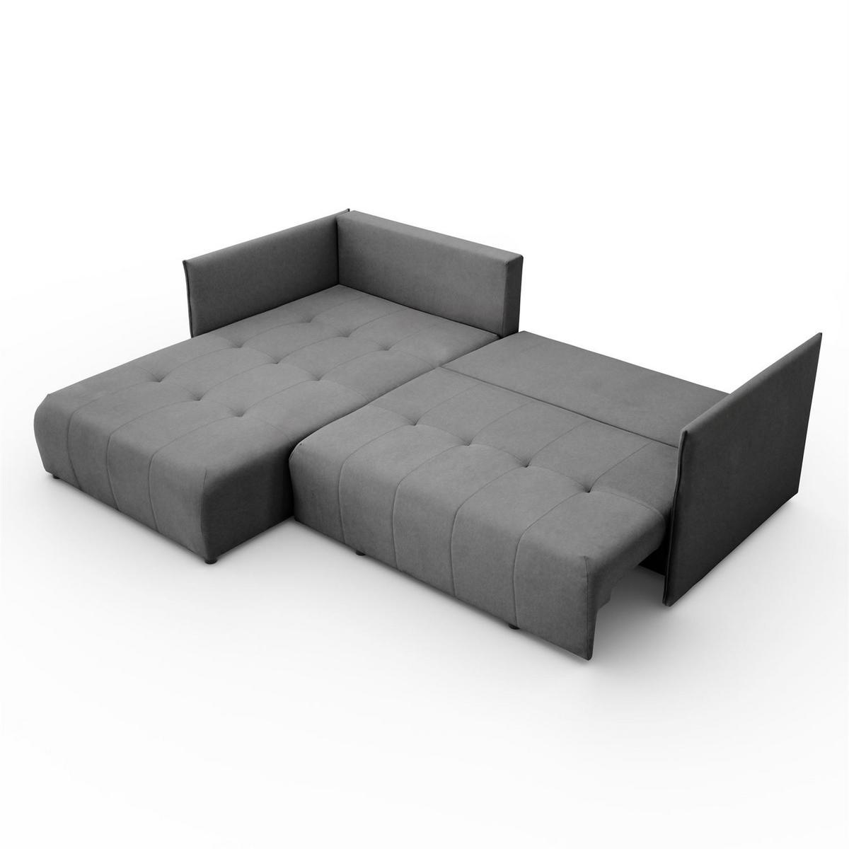 ECKSOFA APOLLO L mit Schlaffunktion und Bettkasten – linke Seite - Graphitfarben, Textil (246/188cm) - Lookway