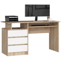 SCHREIBTISCH Eiche Sonoma, Weiß 77/135/60 - Weiß, Holzwerkstoff (150/92/77cm) - RAUMHIRSCH FURNITURE