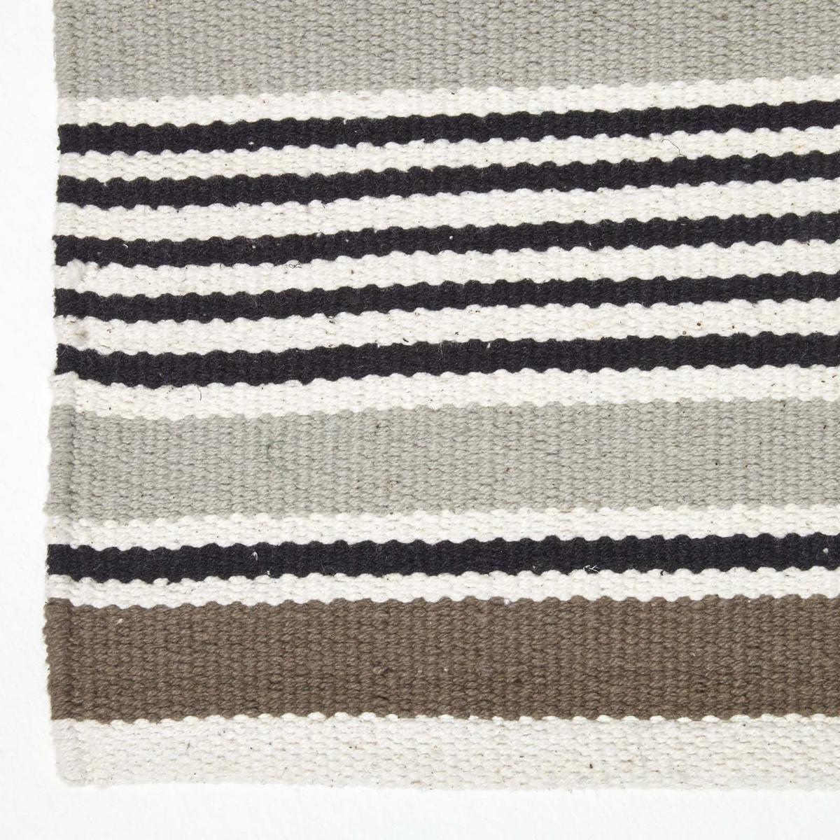 FLACHWEBETEPPICH-LÄUFER Baumwolle gestreift 66/200 cm - Grau, Textil (66/200cm) - Homescapes