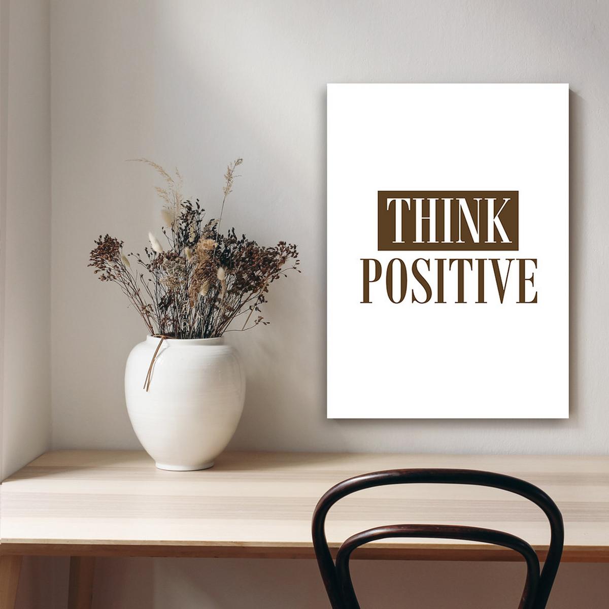 WANDBILD inschrift positiv denken - Braun, Textil (40/60cm) - Feeby