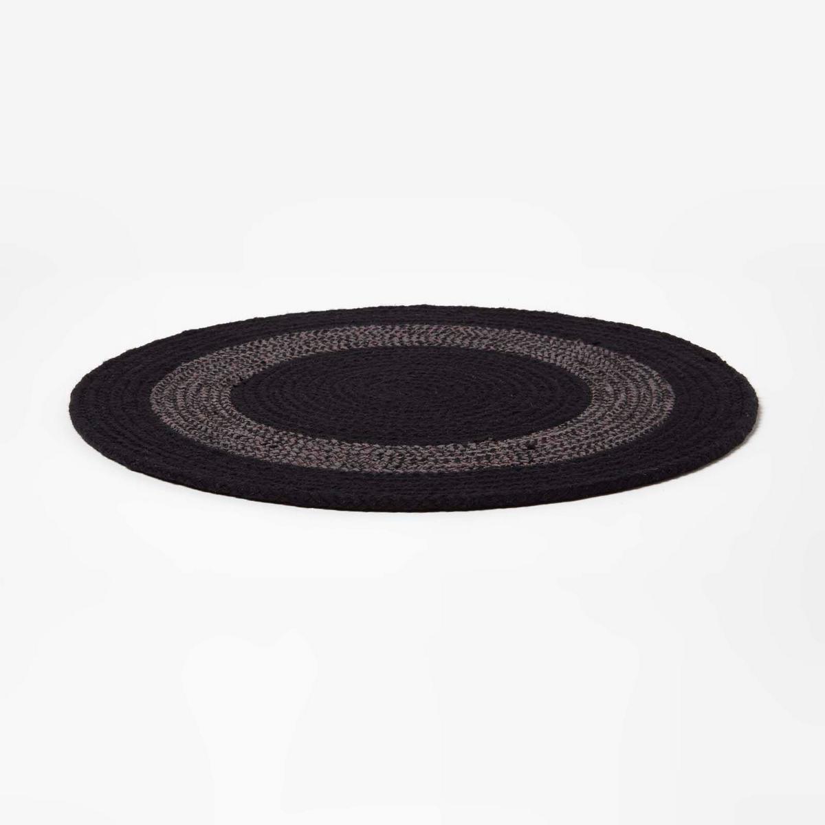 TISCHSET rund im 4er-Set 40 cm, schwarz-grau aus Baumwolle - Schwarz, Textil (40/40cm) - Homescapes
