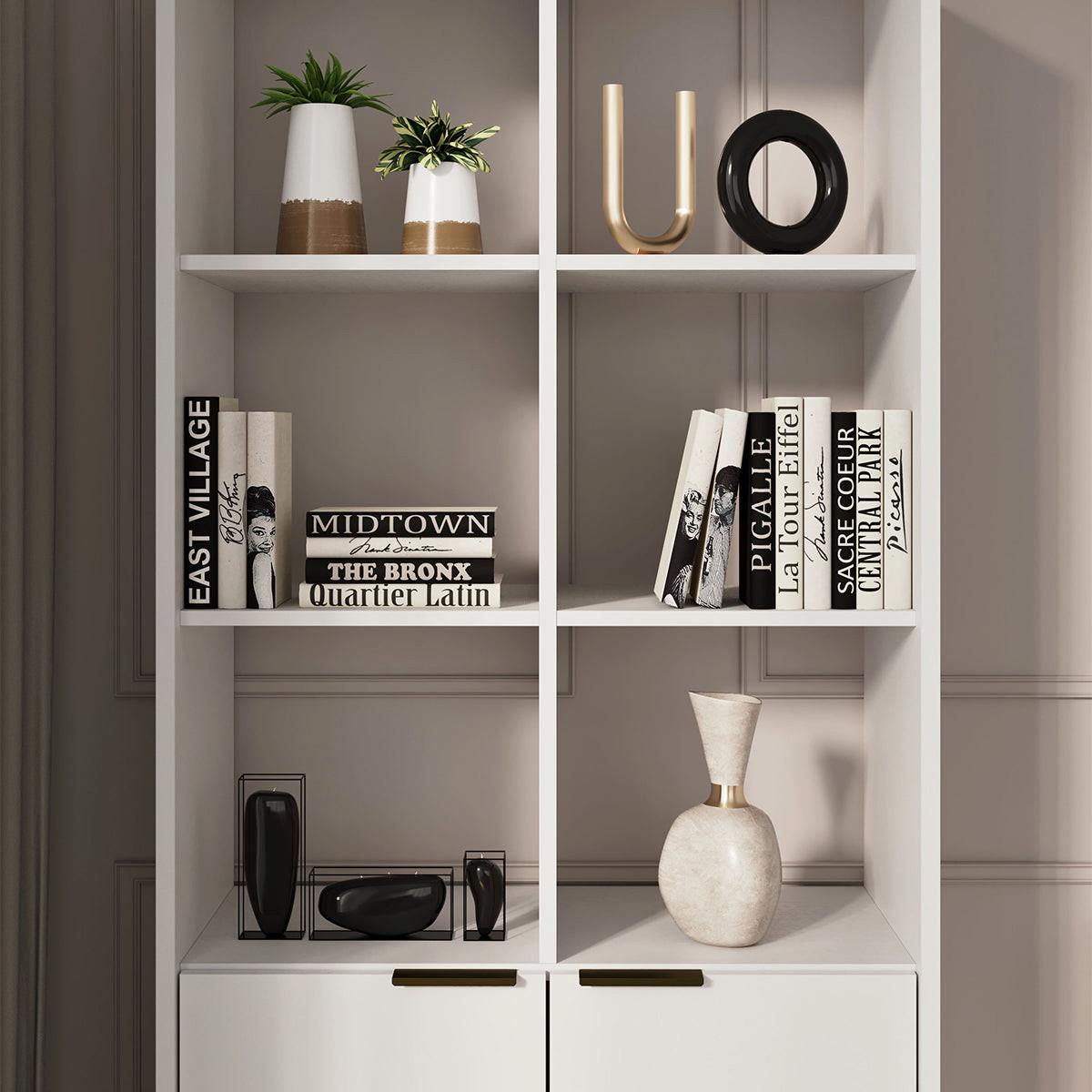 BÜCHERREGAL Seattle Weiß und Schwarz - Schwarz/Weiß, Holzwerkstoff (80/171.3/40cm) - Petits-meubles